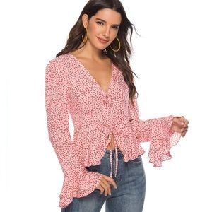 Pink boho flowy blouse
